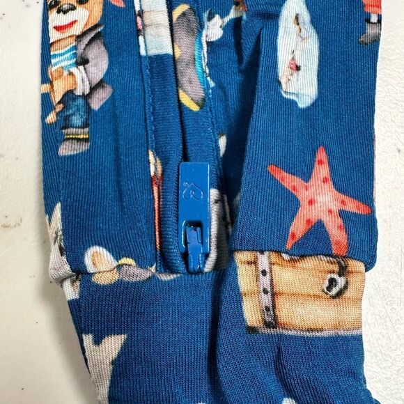 NWOT LEV Baby Boy Bamboo Convertible One Piece Romper Footie Blue Pajamas 12-18M - Picture 9 of 16